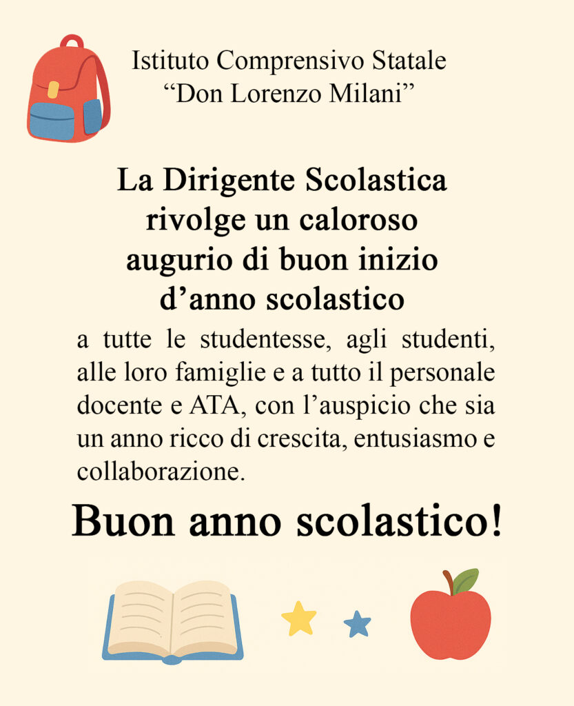 Agurio della Dirigente per l'avvio dell'anno scolastico 2025-26